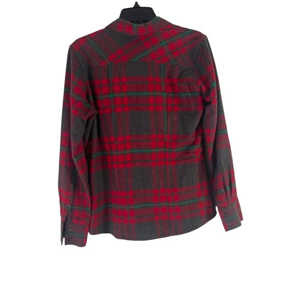Natural Reflections Women's Size Medium Red Grey Plaid Soft Flannel Button Up - Picture 7 of 9